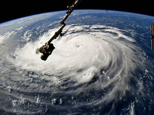 Formación del huracán Florence vista desde la Estación Espacial Internacional en 2018.                Foto: Getty