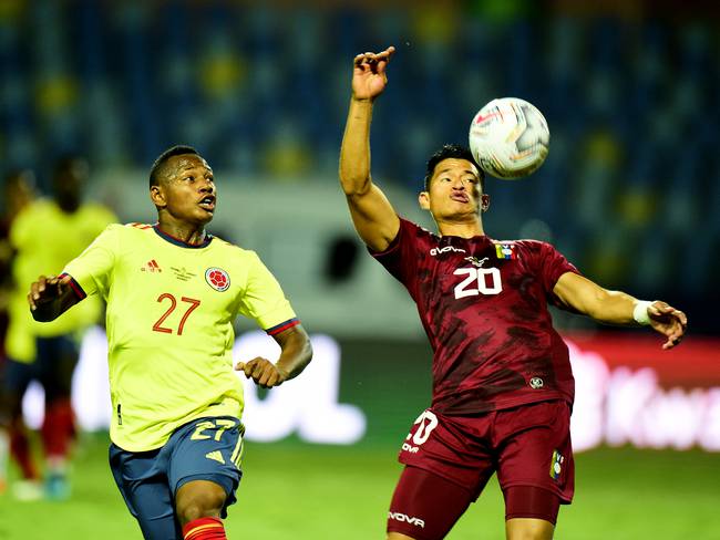 Jaminton Campaz jugando la Copa América del 2021 ante Venezuela. (Photo by MB Media/Getty Images)