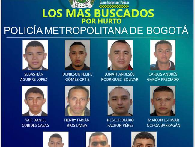 Ladrones más buscados en Bogotá - Cortesía