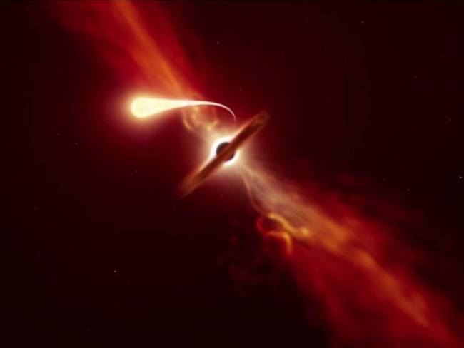 Una estrella al ser succionada por un agujero negro supermasivo durante un &quot;evento de disrupción de marea&quot; / POLITICA INVESTIGACIÓN Y TECNOLOGÍA
ESO/M. KORNMESSER