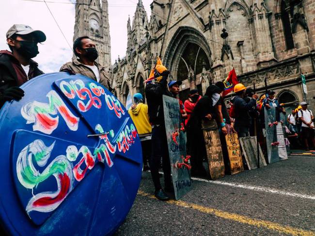 Manifestantes indígenas en Ecuador.                   Foto: Getty