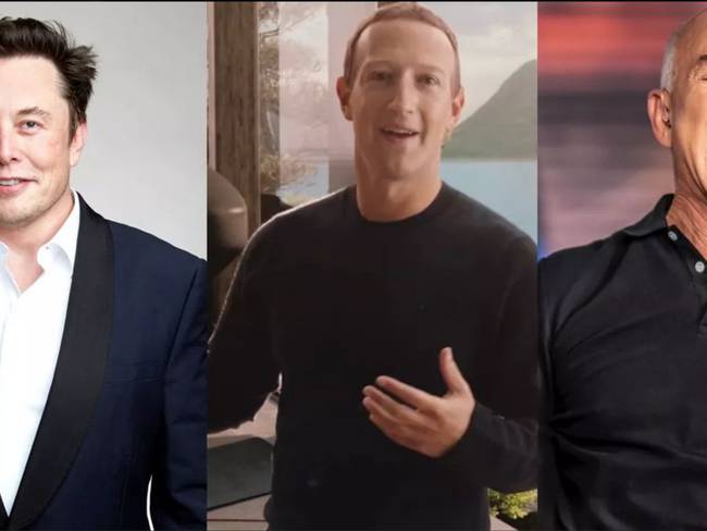 Elon Musk, Jeff Bezos y Mark Zuckerberg