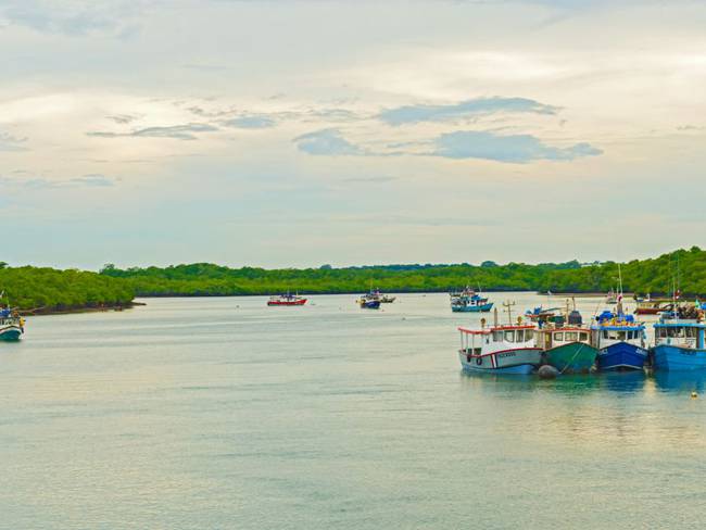 Barcos de pesca en el Puerto de Mensabe en Panamá.