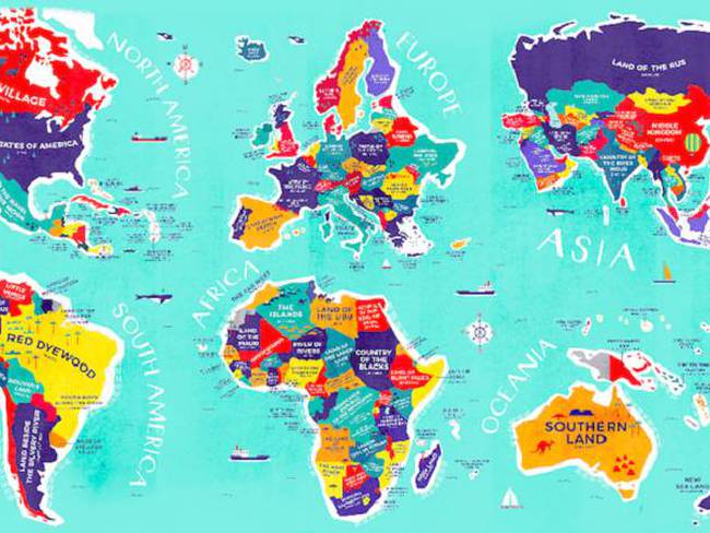 Colombia El mapa del mundo que recoge el significado de los nombres de cada  país : El mapa del mundo que recoge el significado de los nombres de cada  país