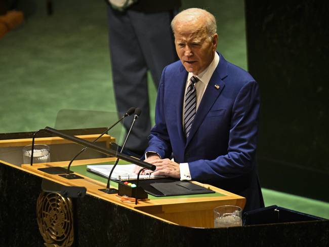 New York (United States), 19/09/2023.- United States President Joe Biden addresses the delegates during the 78th session of the United Nations General Assembly at United Nations Headquarters in New York, New York, USA, 19 September 2023. (Estados Unidos, Nueva York) EFE/EPA/MIGUEL RODRIGUEZ
