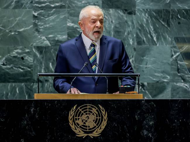 New York (United States), 19/09/2023.- Brazil&#039;s President Luiz Inacio Lula da Silva addresses the delegates during the 78th session of the United Nations General Assembly at the United Nations Headquarters in New York, New York, USA, 19 September 2023. (Brasil, Nueva York) EFE/EPA/JUSTIN LANE