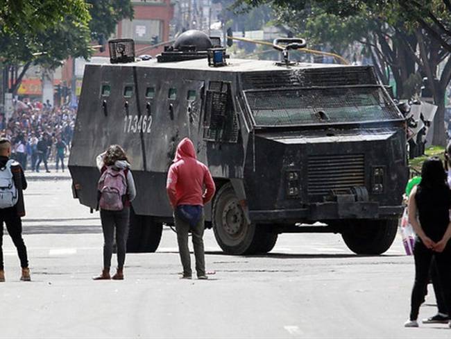 Disturbios en la Universidad Pedagógica de Bogotá. Foto: Colprensa