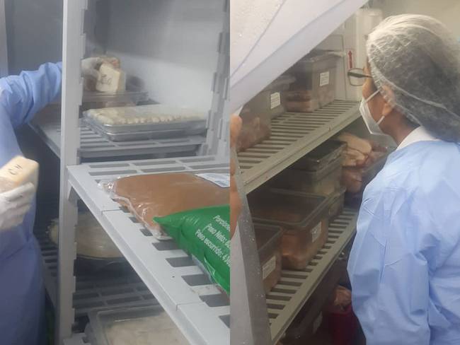 Funcionarios de la Secretaría de Salud inspeccionando los alimentos del hotel / Alcaldía 
