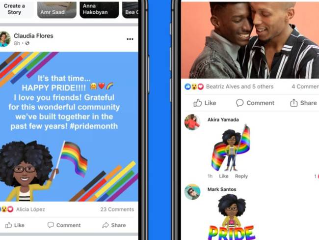 Interfaz de la red social Facebook alusiva al Orgullo LGTBQ+
