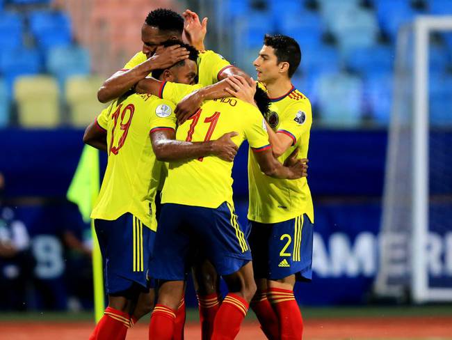 La Selección Colombia en un partido de la Copa América 2021