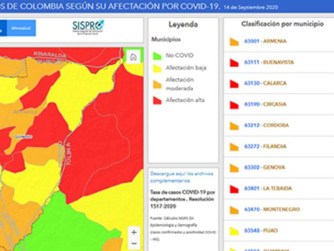 Cuatro de los doce municipios del Quindío tienen alta afectación por COVID-19