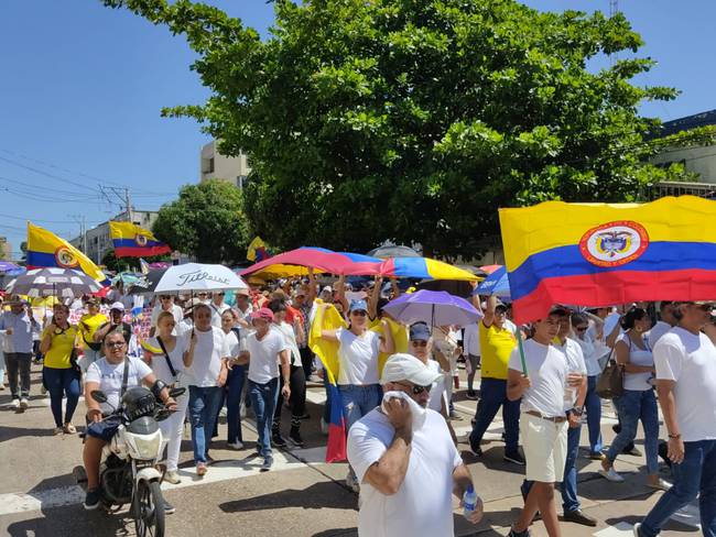 Marcha en Barranquilla contra el gobierno de Gustavo Petro./ Foto: Caracol Radio