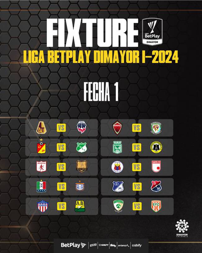 Liga BetPlay calendario fecha 1 Liga colombiana 2024I así se jugará