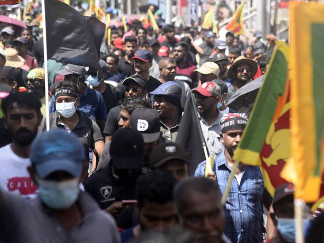 Manifestantes en Colombo.