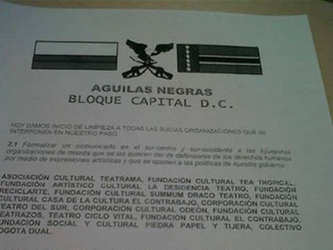 Pánico por panfletos amenazantes de Águilas Negras en el sur de Bogotá
