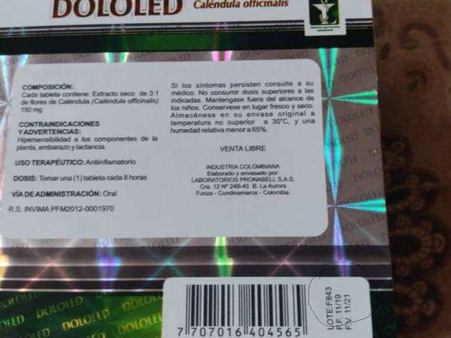 En Armenia se vendieron lotes de Dololed con presencia de diclofenaco