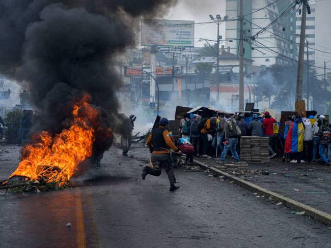 Disturbios durante las manifestaciones en Ecuador.              Foto: Getty 