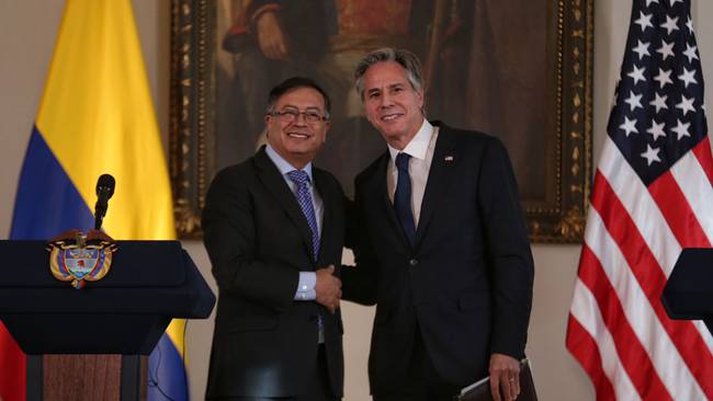 Rueda de Prensa del Presidente Gustavo Petro y Antony Blinken, secretario de estado de Estados Unidos en el Palacio de Nariño. (Colprensa - Camila Díaz)