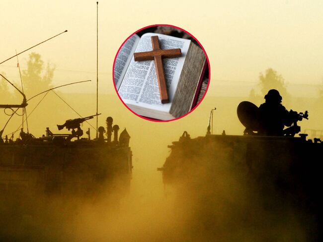 Guerra de Israel / la Biblia con cruz sobre ella (Getty Images)