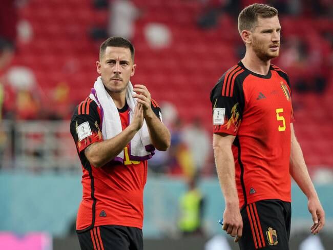 Eden Hazard y Jan Vertonghen de la Selección de Bélgica (Photo by JACK GUEZ / AFP) (Photo by JACK GUEZ/AFP via Getty Images)