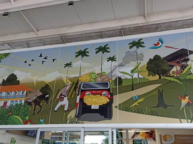 Hermoso mural a la entrada del supermercado Laureles ubicado en el Mall  Paraiso contiguo a la glorieta del club campestre