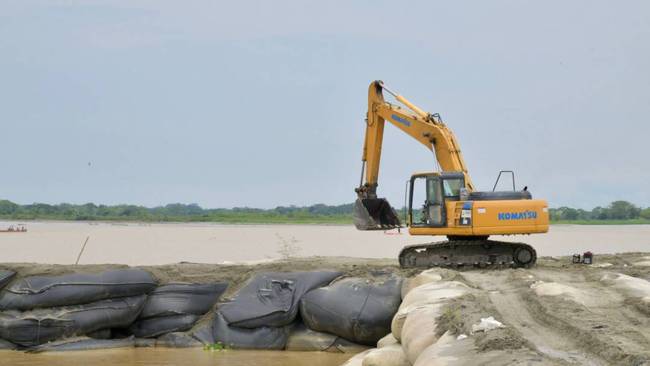Obras de construcción del dique en La Mojana. Foto: UNGRD