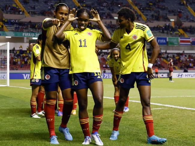 Linda Caicedo celebra su segundo gol ante Nueva Zelanda en el Mundial sub-20