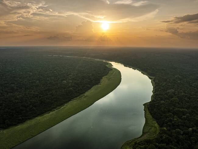 ACOMPAÑA CRÓNICA: COLOMBIA MEDIOAMBIENTE - AME9130. PUERTO NARIÑO (COLOMBIA), 21/10/2023.- Fotografía del 17 de octubre de 2023, cedida por WWF Colombia, que muestra una vista panorámica del río Amazonas en Puerto Nariño, en el departamento de Amazonas (Colombia). Los delfines pasean sin pasaporte por el Amazonas colombiano, donde el río más caudaloso del mundo baña tres países. En uno de sus brazos, un delfín rosado muerto flota cerca de la ribera; no es el primero y se teme que sean más por la sequía que sufre la selva. Las agrietadas playas en mitad del río Amazonas son la mejor prueba de un verano que hacía décadas no era tan seco. Las dos temporadas de este ecosistema -una de aguas altas donde se inunda la selva y otra de aguas bajas- son cada vez más largas y pronunciadas, alterando el ciclo natural. EFE/ Wwf Colombia SÓLO USO EDITORIAL/SÓLO DISPONIBLE PARA ILUSTRAR LA NOTICIA QUE ACOMPAÑA (CRÉDITO OBLIGATORIO)