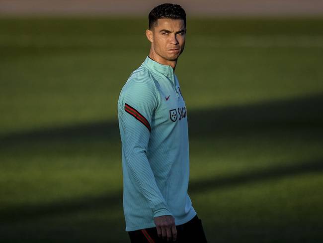 Cristiano Ronaldo durante los entrenamientos con Portugal.
