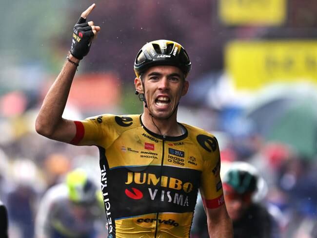 Christophe Laporte celebra su triunfo en la primera etapa del Critérium Dauphiné. (Photo by Dario Belingheri/Getty Images)