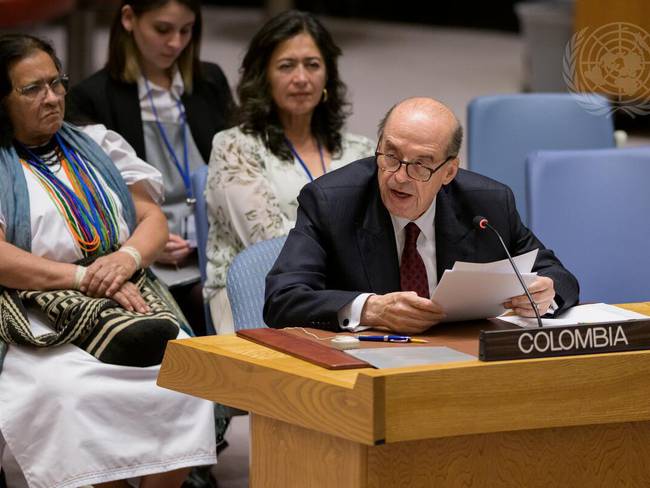 El canciller de Colombia, Álvaro Leyva, durante su intervención ante el Consejo de Seguridad de Naciones Unidas.  (Foto: Cancillería de Colombia)