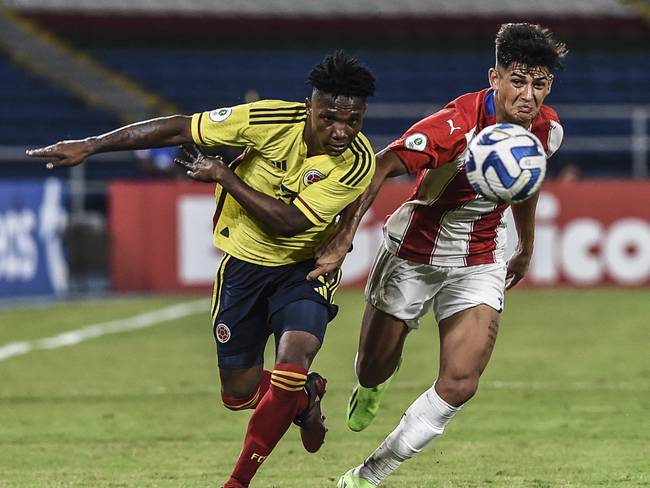 Colombia y Paraguay empataron 1-1 en la fase de grupos del Sudamericano Sub-20. (Photo by JOAQUIN SARMIENTO / AFP) (Photo by JOAQUIN SARMIENTO/AFP via Getty Images)