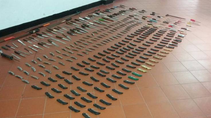 En lo corrido del 2016 se han incautado 35.763 armas blancas.. Foto: Cortesía/ Policía de Caldas.