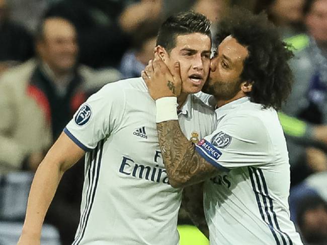 James y Marcelo durante una de sus cuatro temporadas juntos en el Real Madrid.
