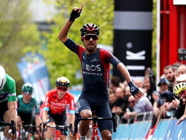 ZAMUDIO, SPAIN - APRIL 07: Daniel Felipe Martinez Poveda of Colombia and Team INEOS Grenadiers celebrates winning during the 61st Itzulia Basque Country 2022 - Stage 4 a 185,6km stage from Vitoria-Gasteiz to Zamudio / #itzulia / #WorldTour / on April 07, 2022 in Zamudio, Spain. (Photo by Gonzalo Arroyo Moreno/Getty Images)