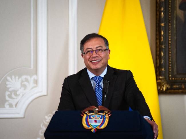 Colombian president Gustavo Petrro speaks during the official visit of United States secretary of state, Antony Blinken to Colombia, ahead to the OAS general assembly later on Lima, Peru. In Bogota, Colombia, October 3, 2022. (Photo by Sebastian Barros/NurPhoto via Getty Images)