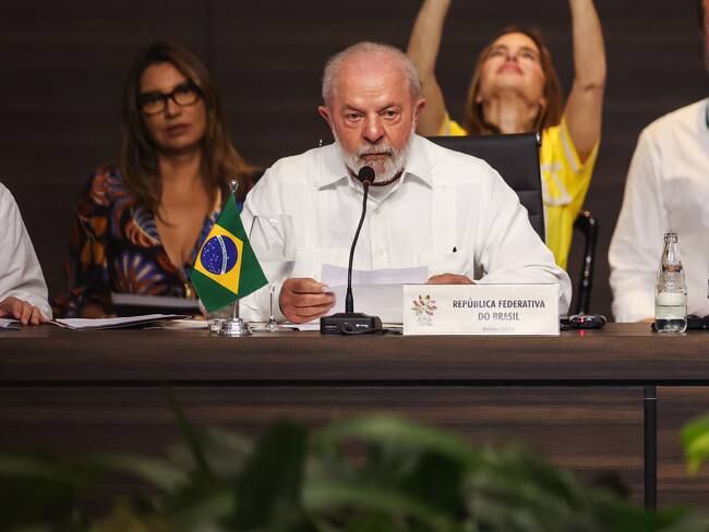 08 August 2023, Brazil, Belem: Luiz Inacio Lula da Silva (m.), President of Brazil, opens the summit of the heads of state and government of the South American Amazon countries. The aim of the summit is, among other things, to agree on a common position for the UN Climate Change Conference COP28 in Dubai at the end of the year. Photo: Filipe Bispo/dpa (Photo by Filipe Bispo/picture alliance via Getty Images)