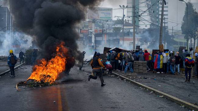 Disturbios durante las manifestaciones en Ecuador.              Foto: Getty 