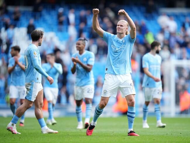 Erling Haaland celebra el triunfo del Manchester City  (Photo by Isaac Parkin - MCFC/Manchester City FC via Getty Images)