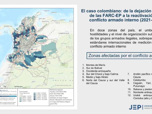 Identificadas 12 zonas críticas en conflicto armado en Colombia  FOTO JEP