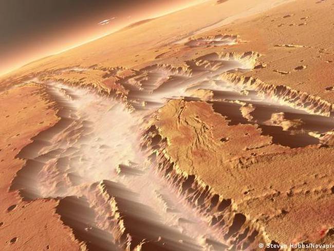 El Marte noáquino habría sido un hábitat adecuado para los hidrogenotrofos metanogénicos. Representación artística del gran cañón marciano Valles Marineris. Foto: Steven Hobbs/Novapix/Leemage/IMAGO