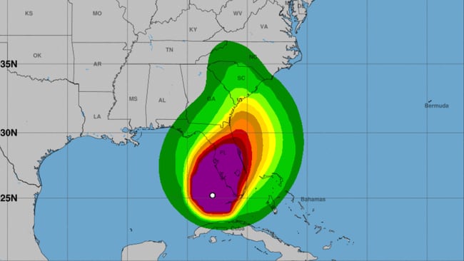 Huracán Ian se intensifica y se acerca a categoría 5 mientras se aproxima a Florida. Foto: Centro Nacional de Huracanes EE.UU.