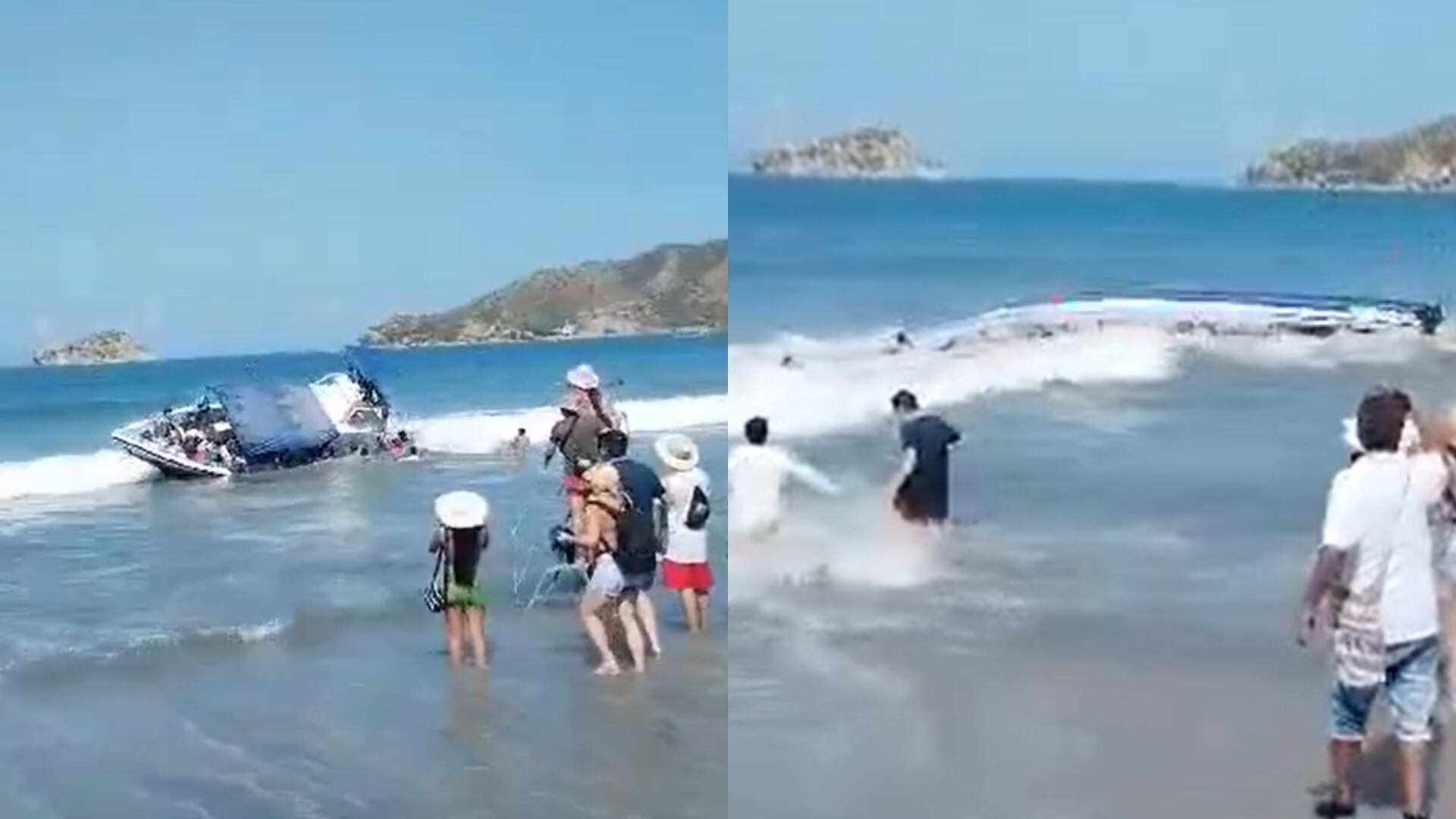 Lancha se vuelca frente a las playas de El Rodadero - Twitter