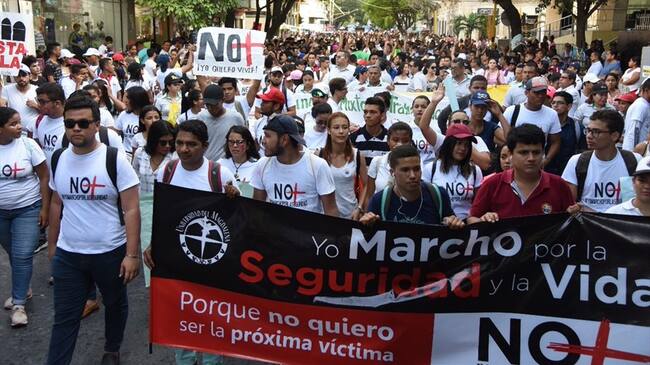 La marcha para rechazar la inseguridad fue promovida por estudiantes de la Universidad del Magdalena. Foto: Universidad del Magdalena