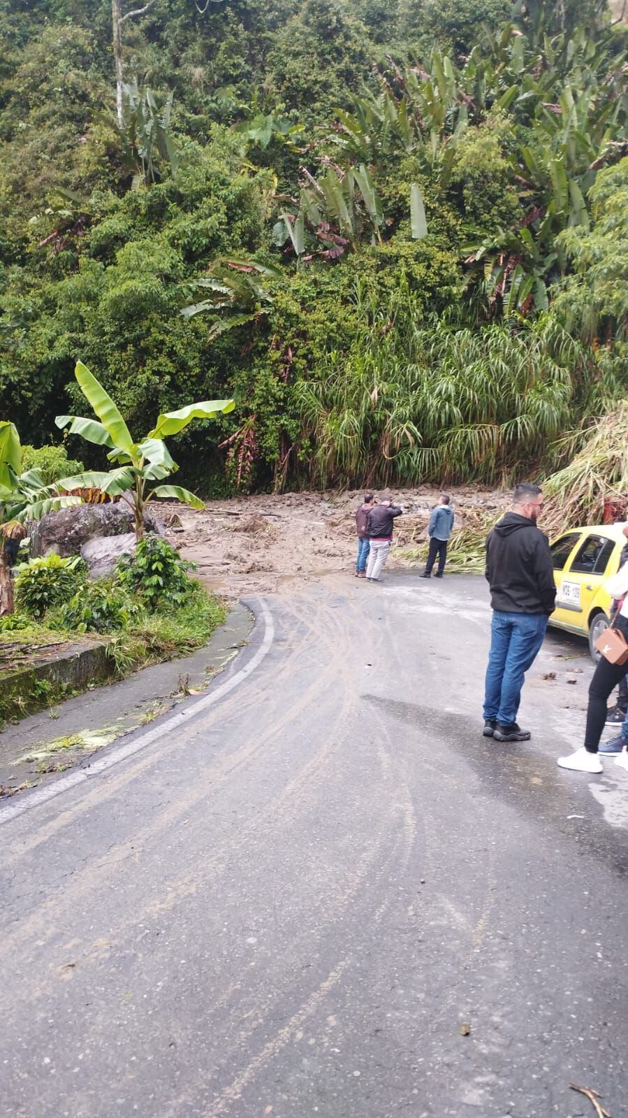 Derrumbe en el sector de la Estrella, entre Manzanares y Pensilvania, al oriente de Caldas. Foto: Secretaría de Infraestructura de Caldas.