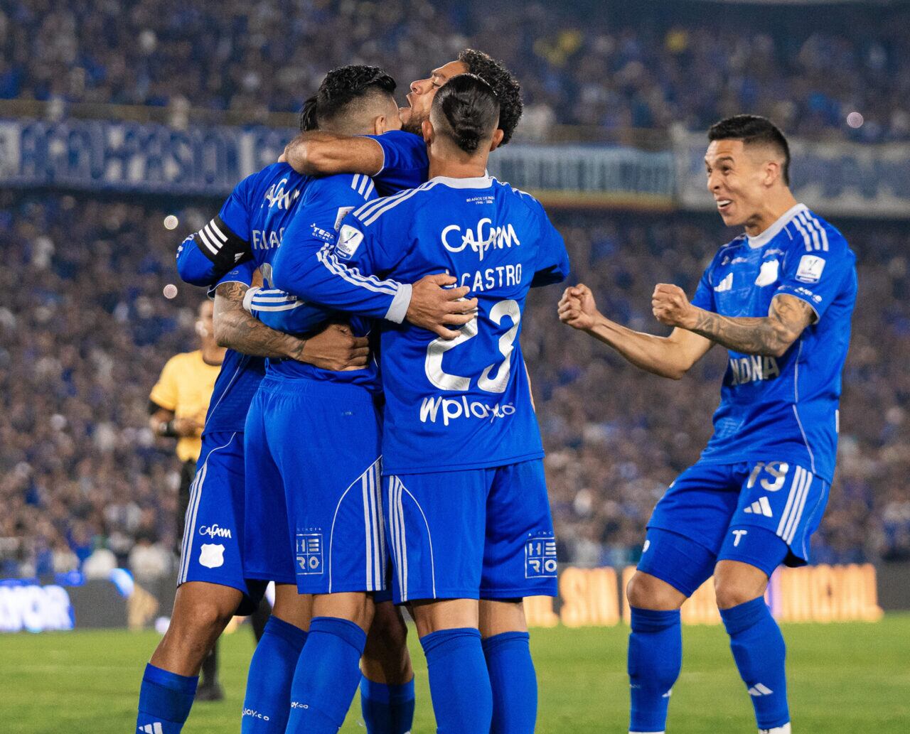 Los jugadores de Millonarios celebra un gol de Falcao / Millonarios FC.