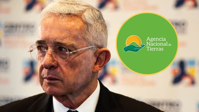 Logo de la ANT y Álvaro Uribe Vélez (Foto vía Getty Images y de las redes sociales de la ANT)