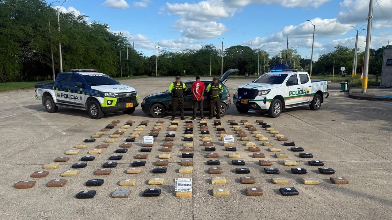 Policía incauta 150 kilogramos de marihuana en Córdoba: una persona fue capturada. Foto: prensa