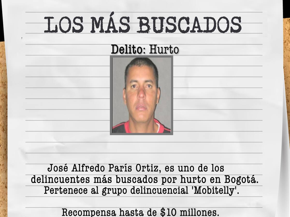 La Policía de Bogotá ofrece recompensa por José Alfredo París, buscado por hurto