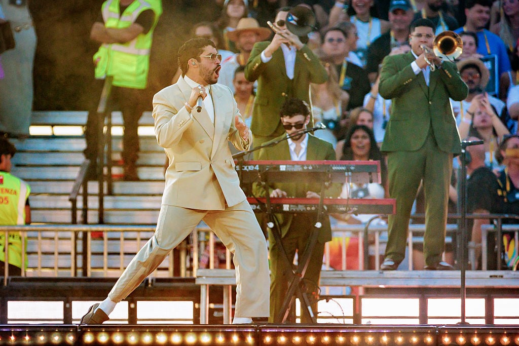 MILAN, ITALY - JULY 17: Bad Bunny at Ippodromo SNAI La Maura on July 17, 2026 in Milan, Italy. (Photo by Sergione Infuso/Corbis via Getty Images)